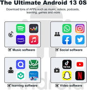 Android 13 MP3 player compatible with music, social, learning, and video apps