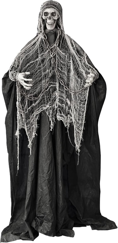 1.8M Animated Halloween Skeleton Decoration with Sound & LED Eyes for Yard Porch
