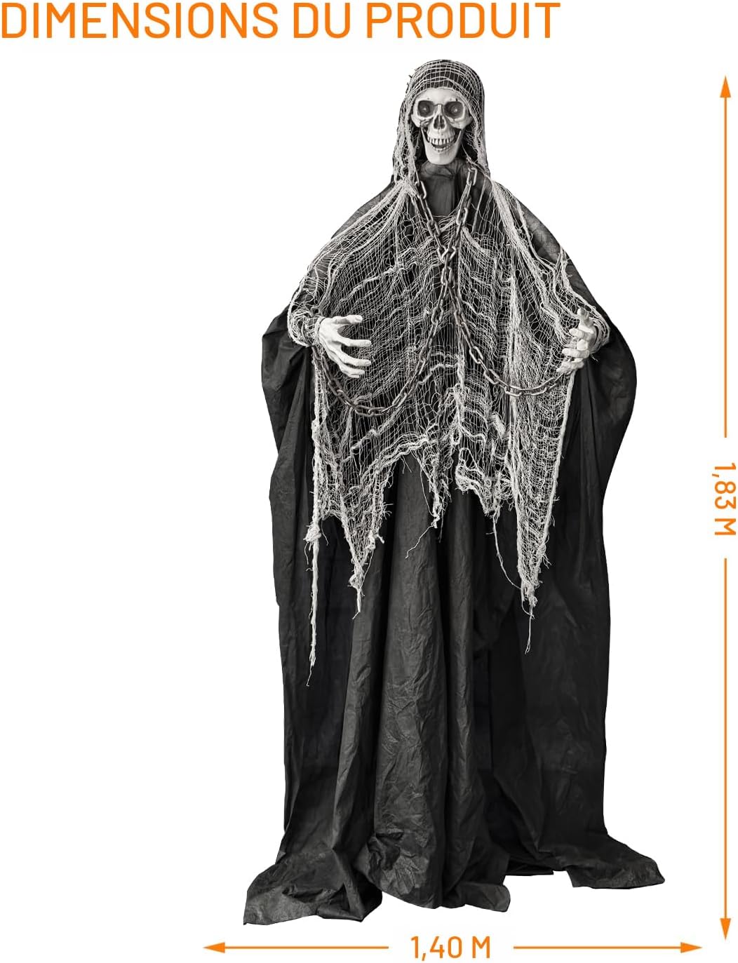 Halloween skeleton dimensions 1.83 m x 1.40 m