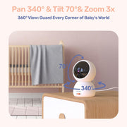 Baby monitor 360 degree pan tilt camera full room coverage