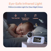 Baby monitor night vision with lullabies and two way audio