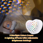 Starry sky projector night light for babies with soft color effects