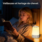 Warm bedside lamp with digital clock display