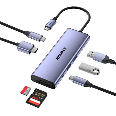 7-in-1 USB-C Hub – 8K HDMI, 100W PD, USB 3.0 & SD Card Reader