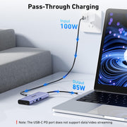 USB-C hub USB-C 100W pass-through power delivery charging