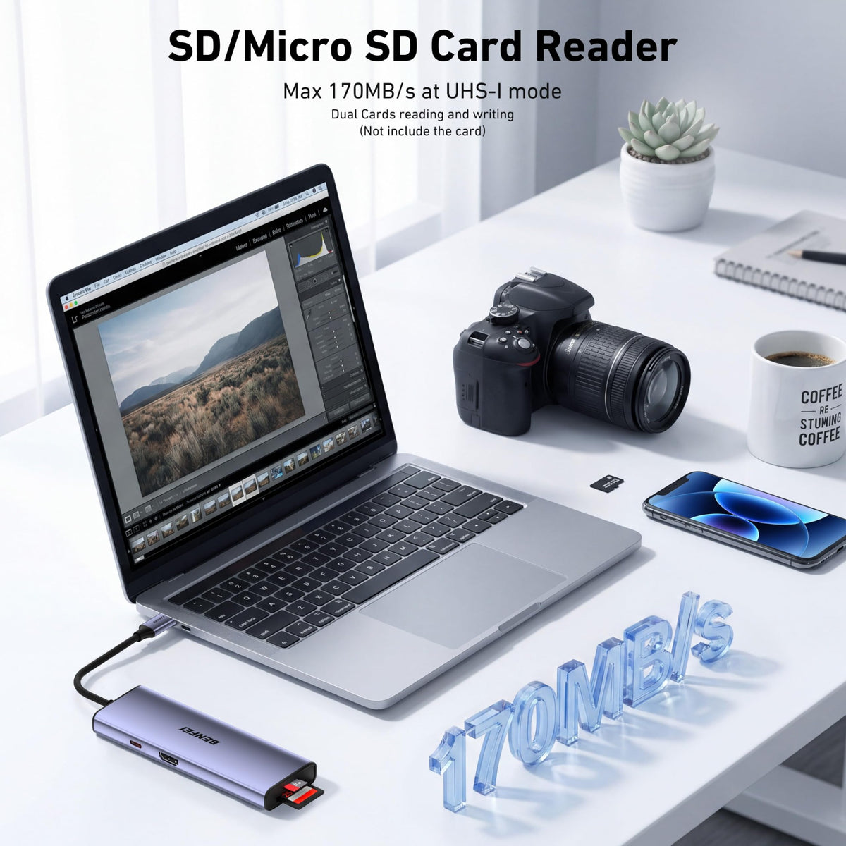 BENFEI hub SD and microSD UHS-I card reader