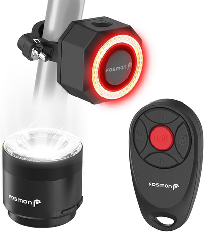 Wireless Bike Alarm with Auto Brake Light, Headlight, Remote, USB-C Rechargeable – 110dB Anti-Theft, Waterproof Rear & Front Light