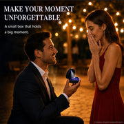Heart LED proposal ring box in romantic engagement setting