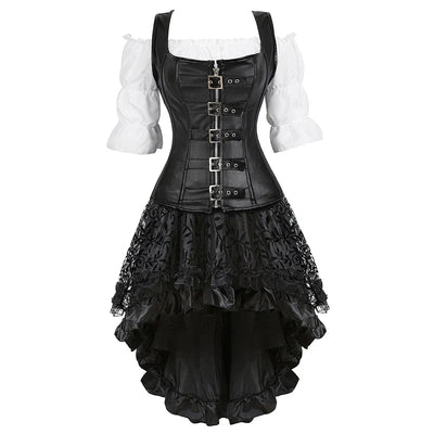 Black Overbust Corset Outfit Set