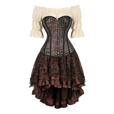 Classic Patterned Corset Outfit Set