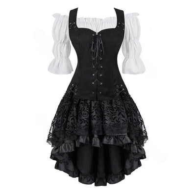 Robe corset pirate steampunk marron – Tenue cosplay en similicuir