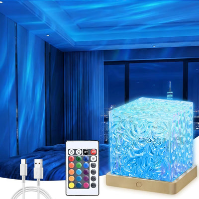Ocean Wave Projector Lamp RGB – 16 Color Aurora Night Light with Remote & Dimmable Ambient Lighting