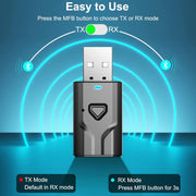 Easy TX and RX Mode Switching on Bluetooth USB Adapter