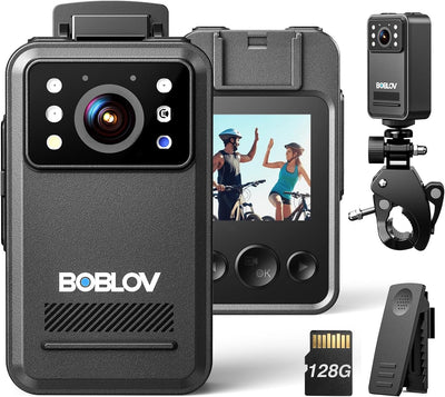 BOBLOV A28 Mini Body Camera with 2K Resolution, 9.5h Battery, Night Vision & Bike Mount