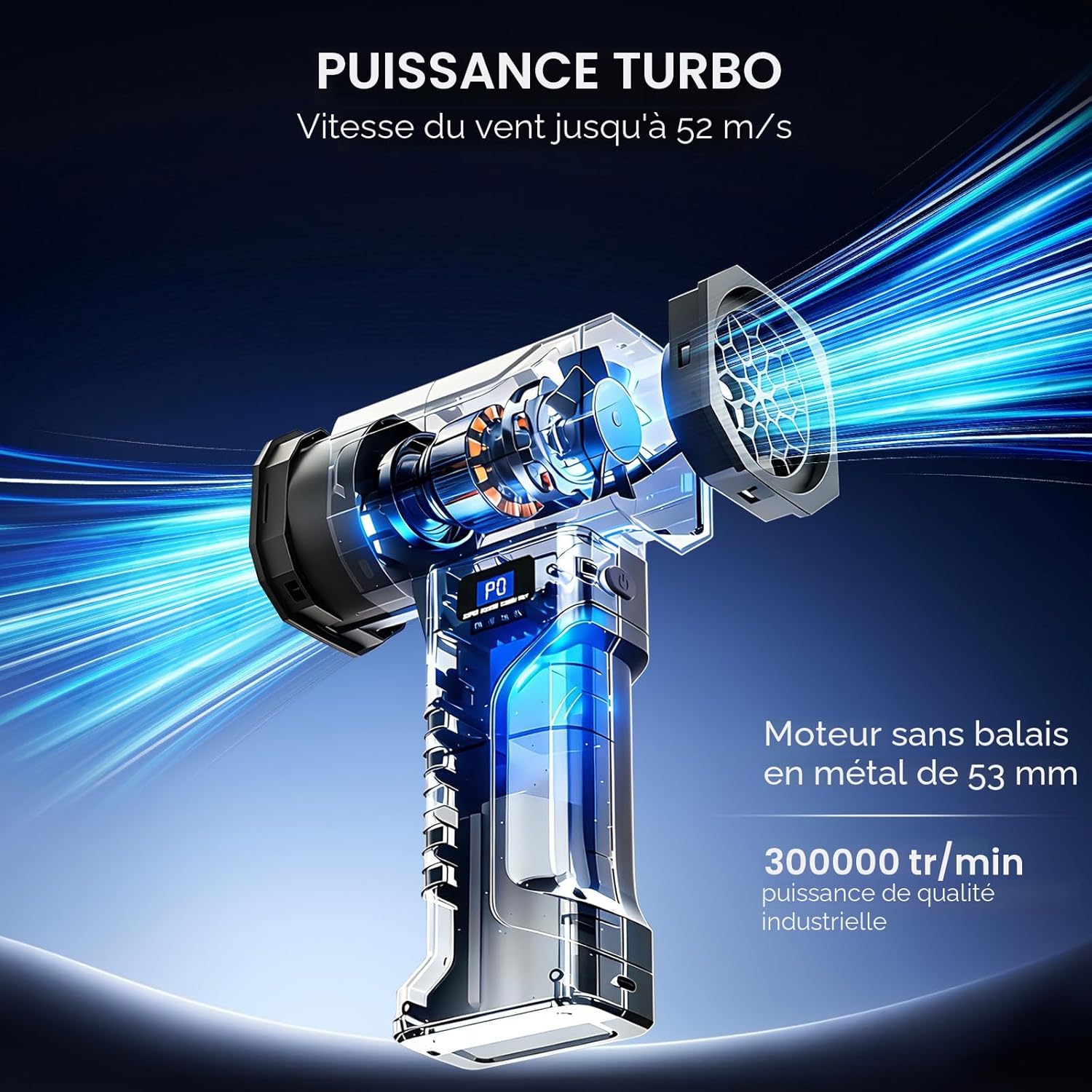 300000 RPM brushless motor cordless leaf blower with powerful airflow technology