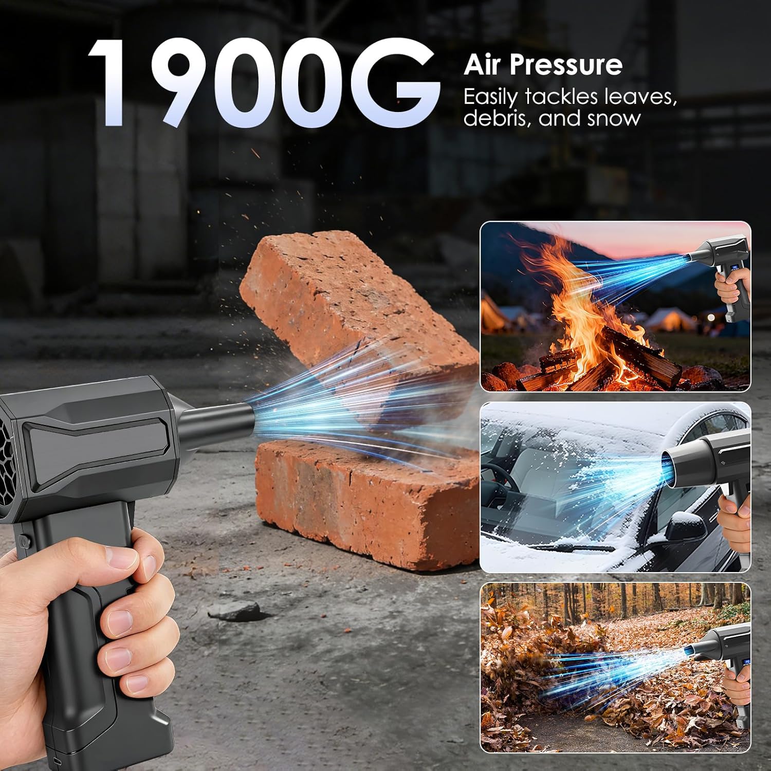 High pressure cordless blower for leaves debris snow and outdoor cleaning