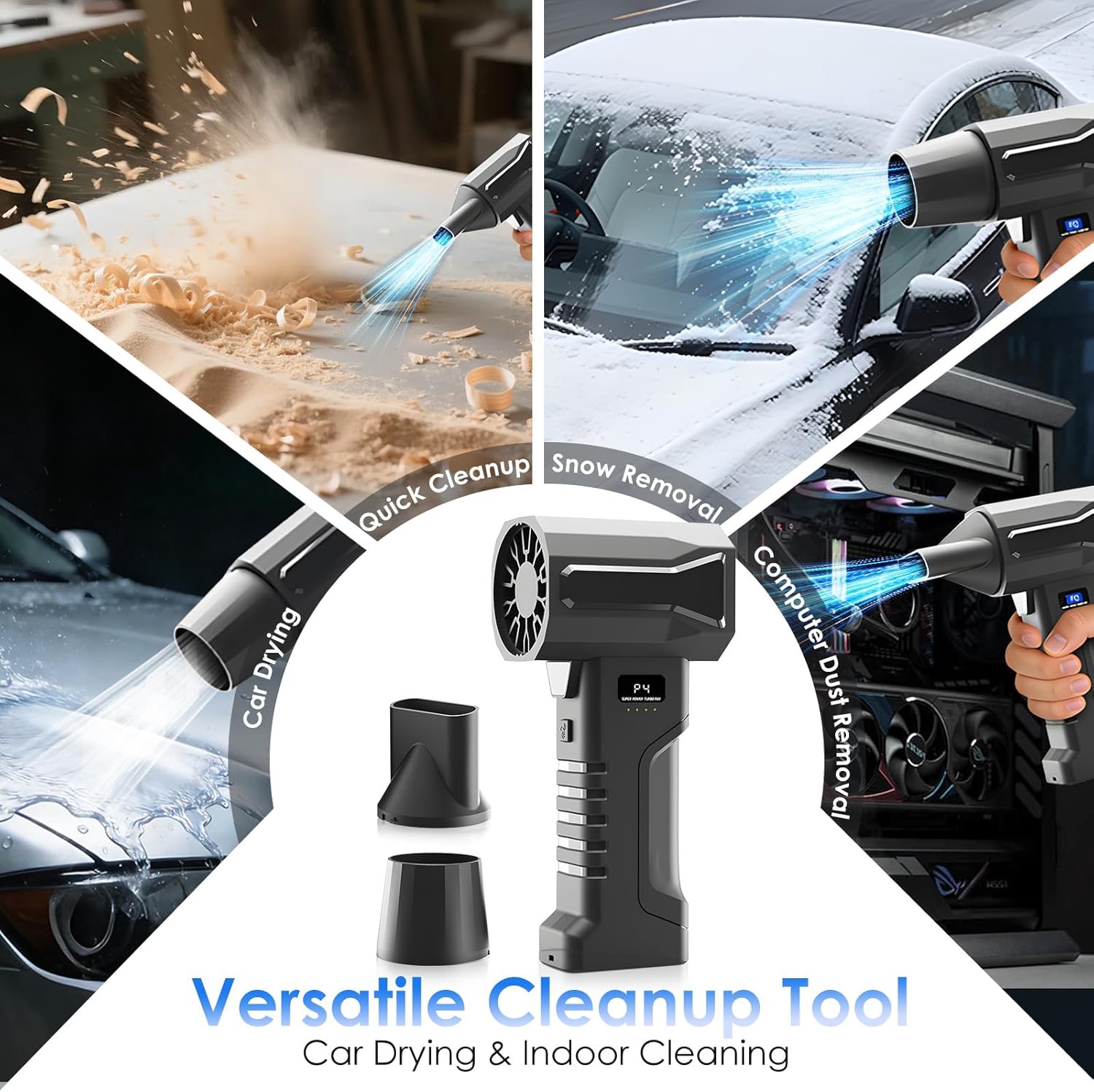 Portable cordless air blower for car drying workshop cleaning and dust removal