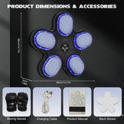 Size dimensions and included accessories of boxing device