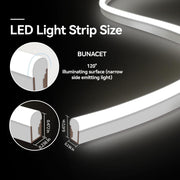 Close-up diagram of LED light strip dimensions with 120° illumination