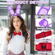 Soft plush purple bunny ears flexible bendable design close up