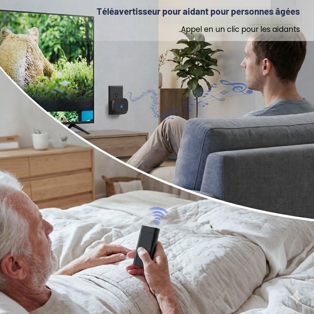 Caregiver alert remote with wireless receiver for elderly assistance