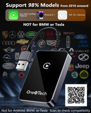 List of compatible car brands for OneNTech wireless CarPlay adapter