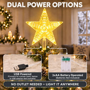 LED Christmas tree topper star, warm white illuminated decoration, view 3