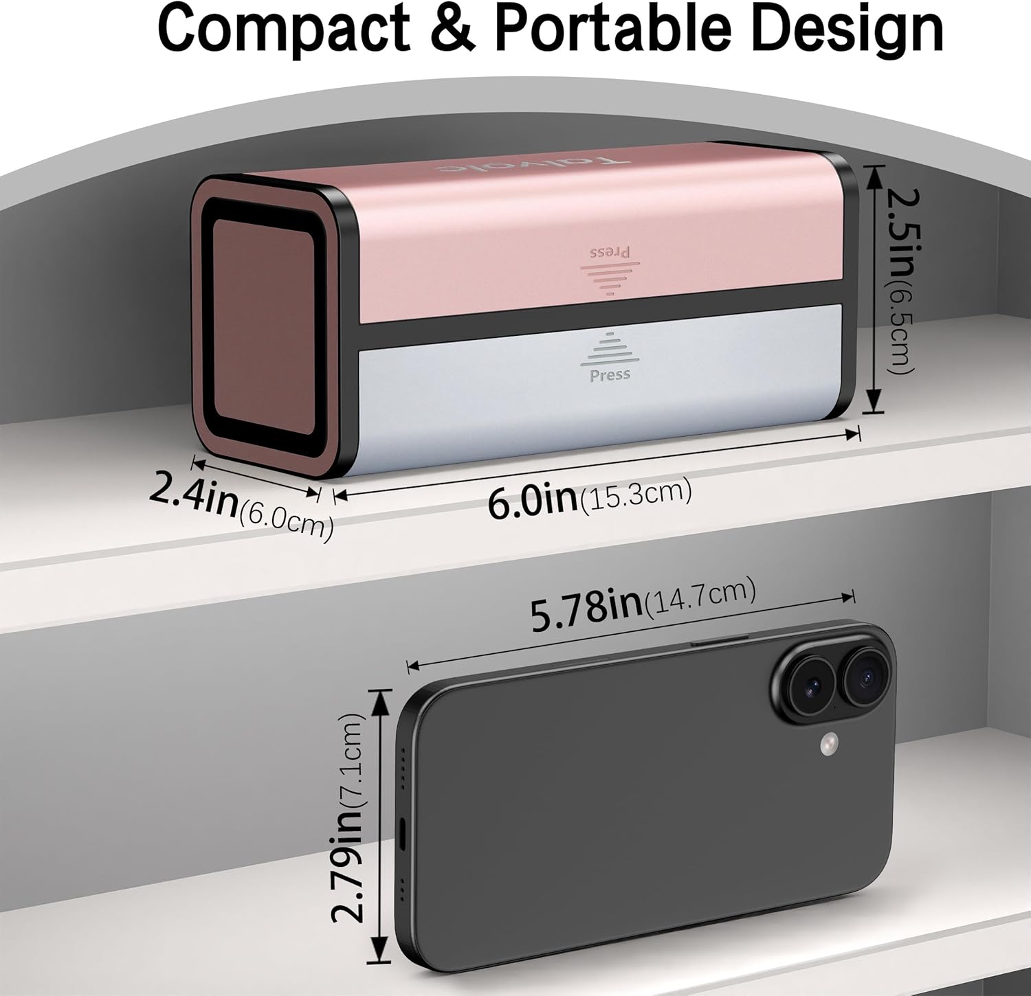 Compact portable weekly pill organizer with size comparison