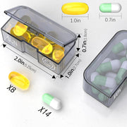 Daily removable AM PM pill box showing medication capacity