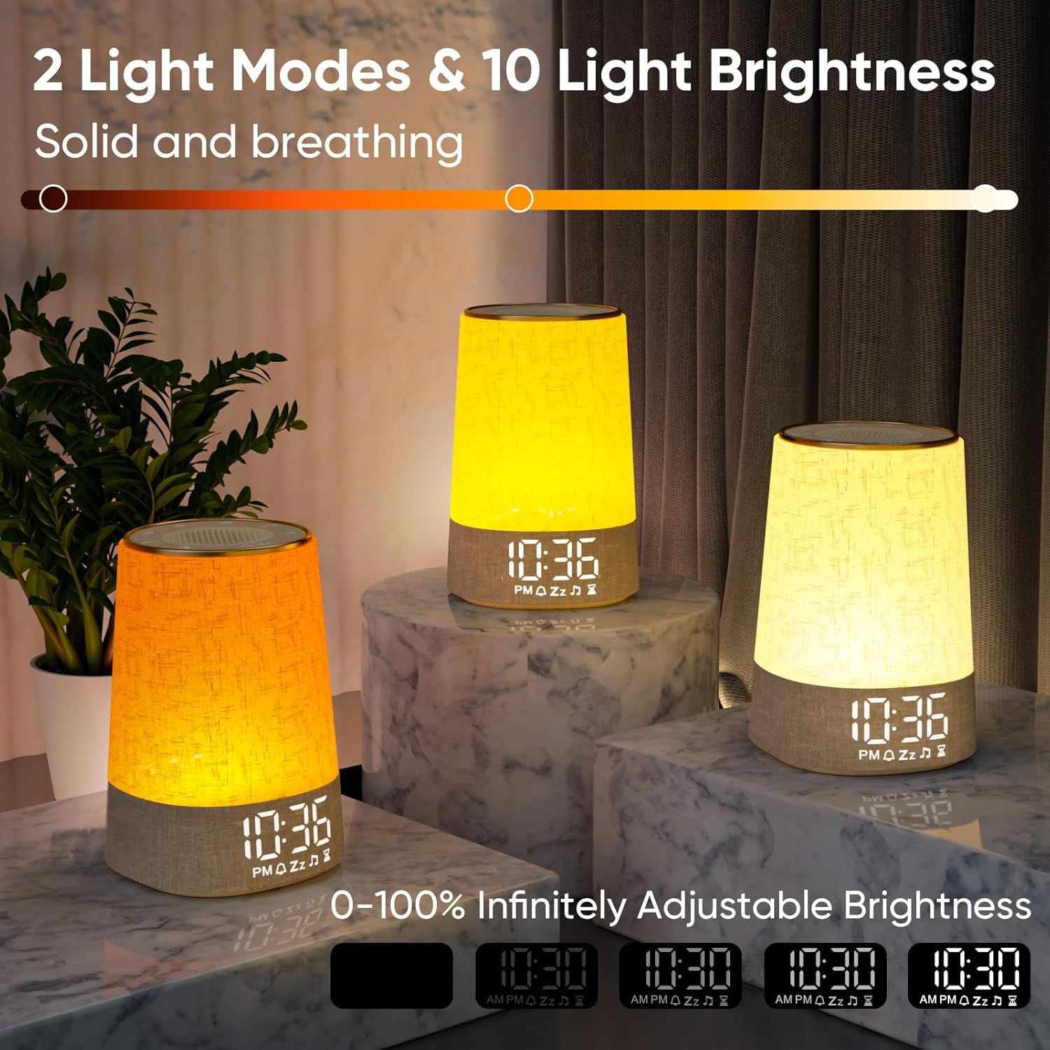 Adjustable bedside night light with multiple brightness levels