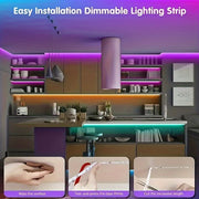 Kitchen illuminated with dimmable RGB LED strips