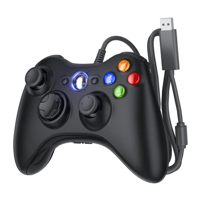 Dinosoo Wired USB Game Controllers for Xbox 360 & PC – 2-Pack, Black