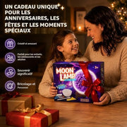 Child receiving a DIY moon lamp craft kit as a creative birthday or holiday gift