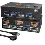 Dual monitor KVM switch 2 PC 2 monitor with HDMI DisplayPort and USB 3.0