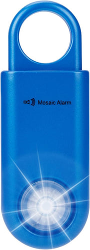 Compact blue emergency siren alarm with flashing strobe light