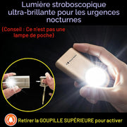 Personal alarm with ultra-bright emergency strobe light activated