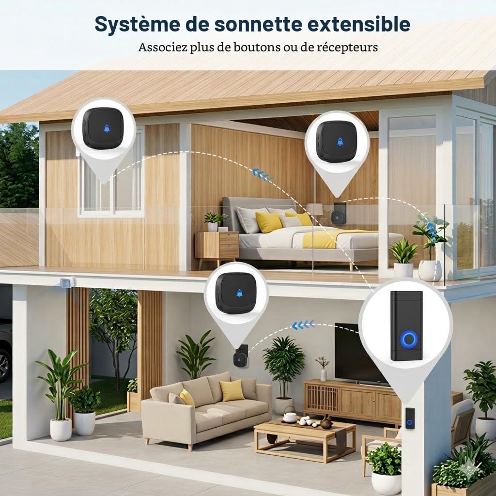 Expandable wireless classroom doorbell system for multi-room use