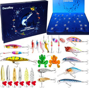 Full view of Dacefloy Fishing Advent Calendar with all 24 included lures