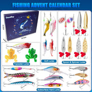 Breakdown of different lure types included in the fishing advent calendar