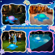 Solar floating turtle light decorating backyard parties and outdoor spaces