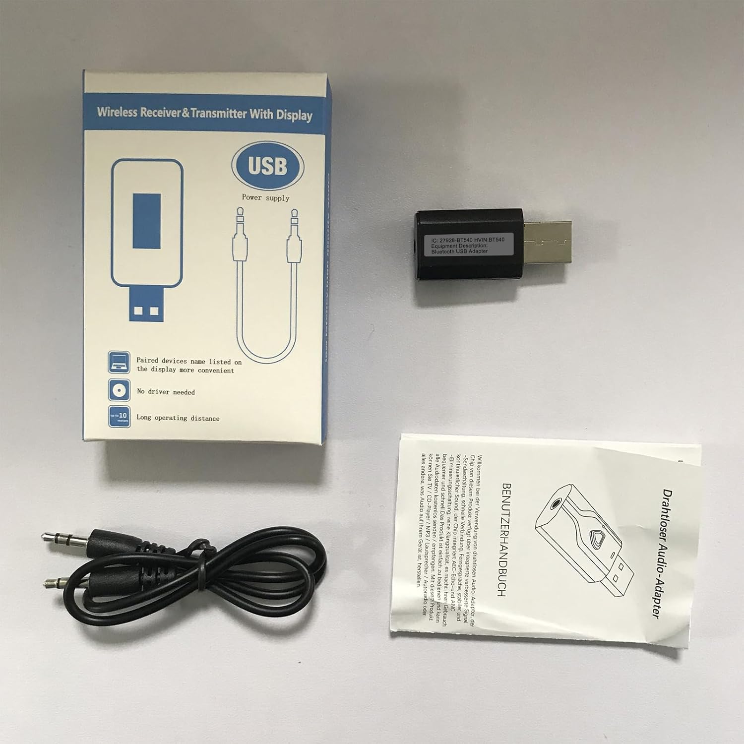 Full Package of Bluetooth USB Adapter with accessories