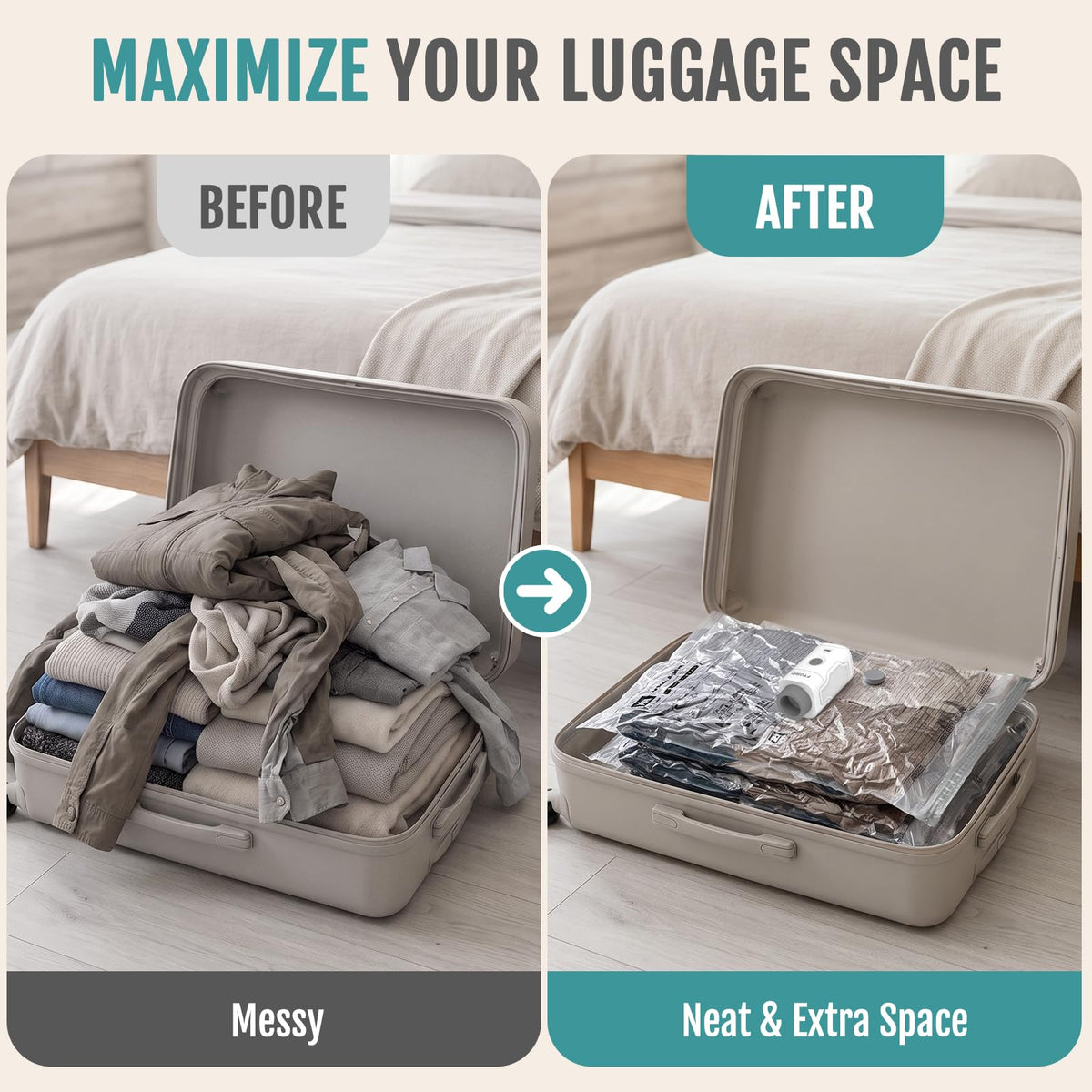 FYGRIP vacuum storage bags for luggage space saving