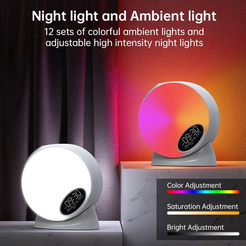 Adjustable night light with vibrant ambient color settings
