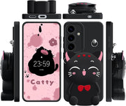 Close-up details of Samsung Galaxy S24 black cat phone case