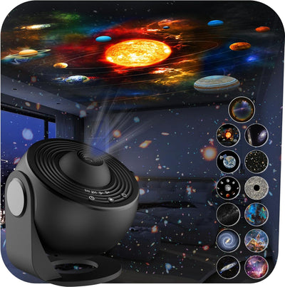 Planetarium Galaxy Star Projector with 13 HD Film Discs – 360° Rotation & Auto Timer