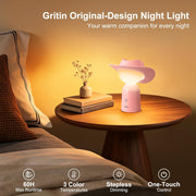Gritin pink cowboy hat bedside lamp with warm ambient lighting