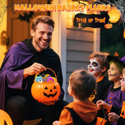 Halloween basket filled with bath bombs being handed out to kids