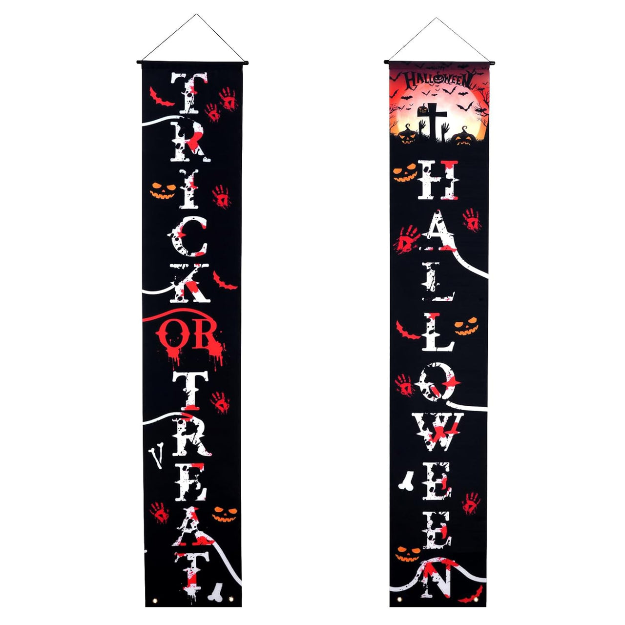 Halloween porch banners with "Trick or Treat" and "Halloween" text for front door décor