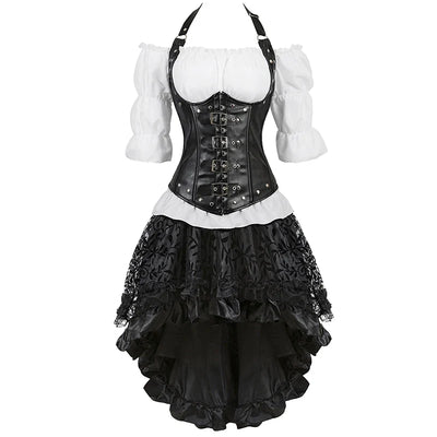 Black Underbust Corset Outfit Set