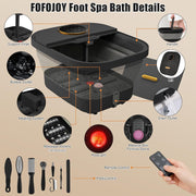 Heated foot spa features and massage roller details